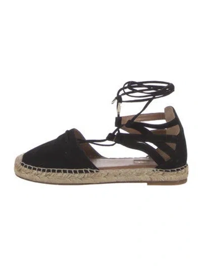 Pre-owned Aquazzura Suede Colorblock Pattern Espadrilles In Black