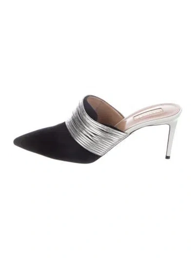 Pre-owned Aquazzura Suede Colorblock Pattern Mules In Multi