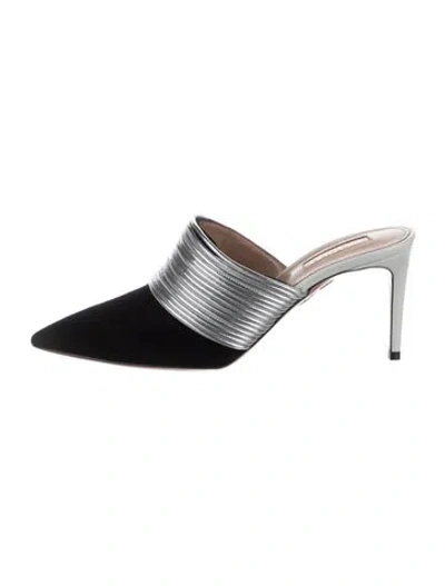 Pre-owned Aquazzura Suede Colorblock Pattern Mules In Multi