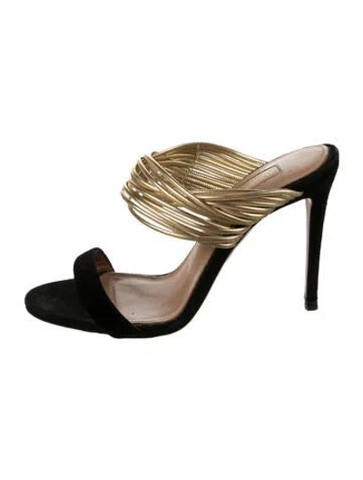 Pre-owned Aquazzura Suede Colorblock Pattern Slides In Multi