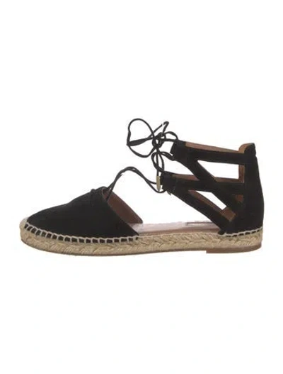 Pre-owned Aquazzura Suede Cutout Accent Espadrilles In Black