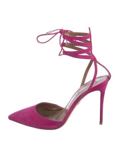 Pre-owned Aquazzura Suede D'orsay Pumps In Purple