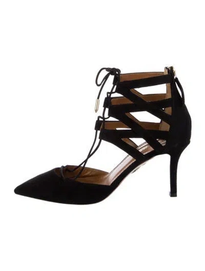 Pre-owned Aquazzura Suede D'orsay Pumps W/ Tags In Black