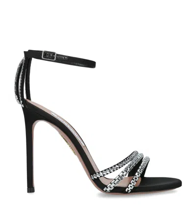 Aquazzura Suede Embellished Milagros Sandals 105 In Black