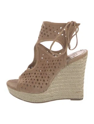 Pre-owned Aquazzura Suede Espadrilles In Brown