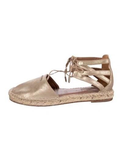 Pre-owned Aquazzura Suede Espadrilles In Gold/metallic
