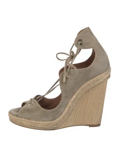 Pre-owned Aquazzura Suede Espadrilles In Gray