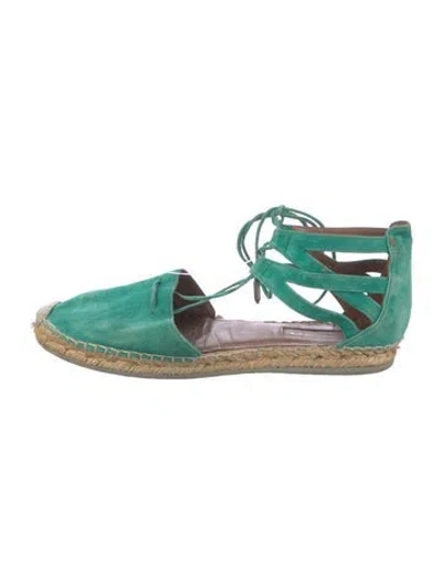 Pre-owned Aquazzura Suede Espadrilles In Green