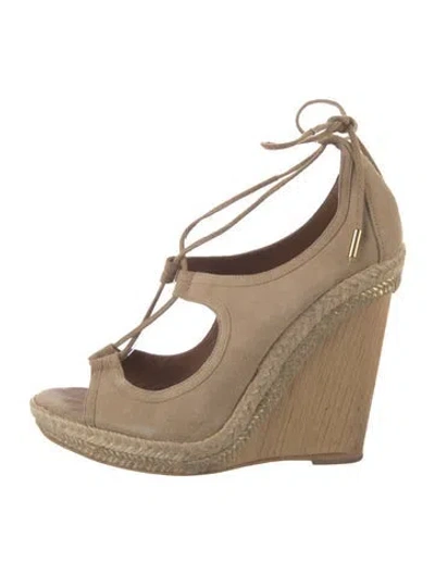 Pre-owned Aquazzura Suede Espadrilles In Neutral