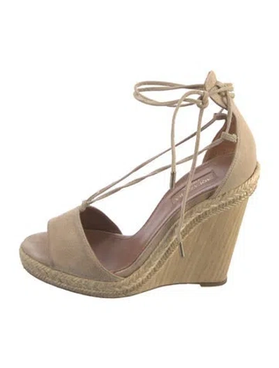 Pre-owned Aquazzura Suede Espadrilles In Neutral