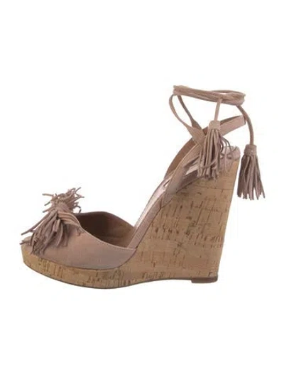 Pre-owned Aquazzura Suede Espadrilles In Neutral