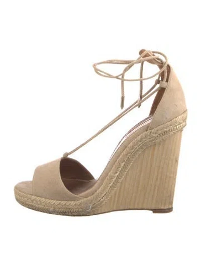 Pre-owned Aquazzura Suede Espadrilles In Neutral