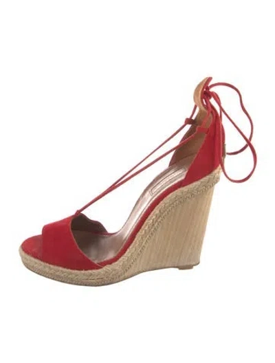 Pre-owned Aquazzura Suede Espadrilles In Red