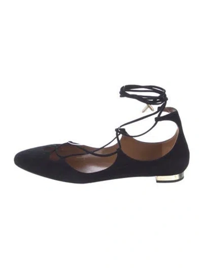 Pre-owned Aquazzura Suede Flats In Blue