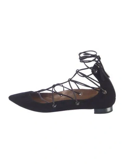 Pre-owned Aquazzura Suede Flats In Blue