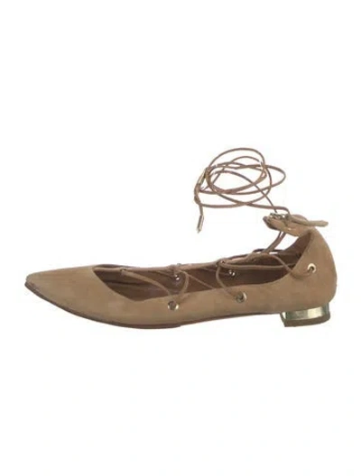 Pre-owned Aquazzura Suede Flats In Brown