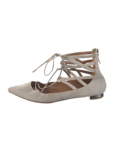 Pre-owned Aquazzura Suede Flats In Grey