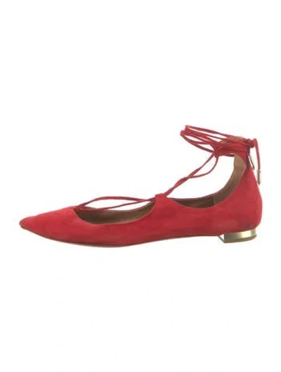 Pre-owned Aquazzura Suede Flats In Red