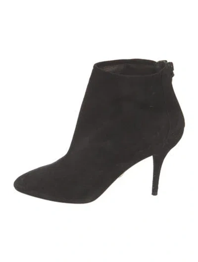 Pre-owned Aquazzura Suede Floral Print Boots In Black
