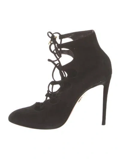 Pre-owned Aquazzura Suede Gladiator Sandals In Black