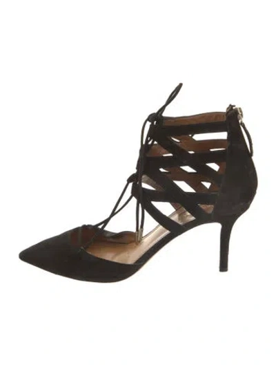 Pre-owned Aquazzura Suede Gladiator Sandals In Black