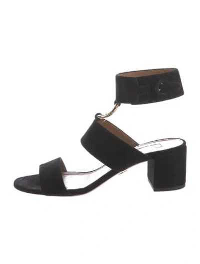 Pre-owned Aquazzura Suede Gladiator Sandals In Black