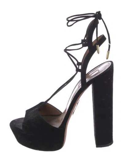 Pre-owned Aquazzura Suede Gladiator Sandals In Black