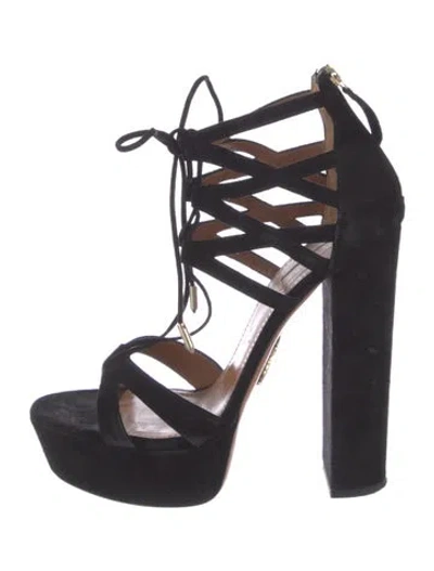Pre-owned Aquazzura Suede Gladiator Sandals In Blue