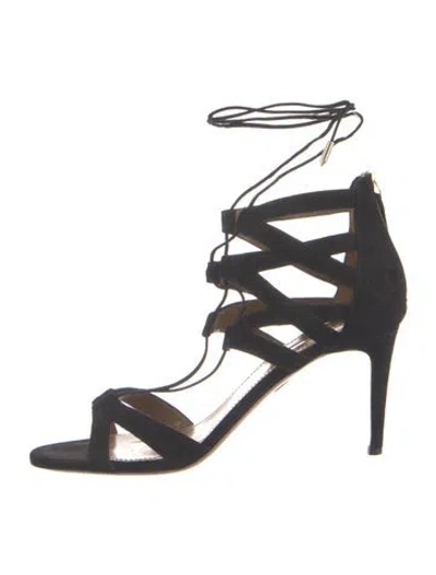 Pre-owned Aquazzura Suede Gladiator Sandals In Blue
