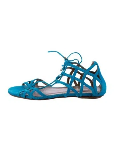 Pre-owned Aquazzura Suede Gladiator Sandals In Blue