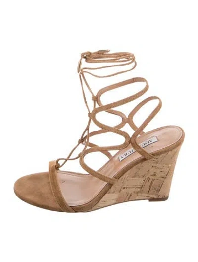 Pre-owned Aquazzura Suede Gladiator Sandals In Brown