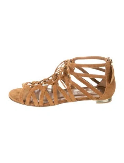 Pre-owned Aquazzura Suede Gladiator Sandals In Brown