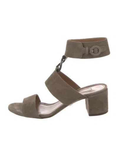 Pre-owned Aquazzura Suede Gladiator Sandals In Green