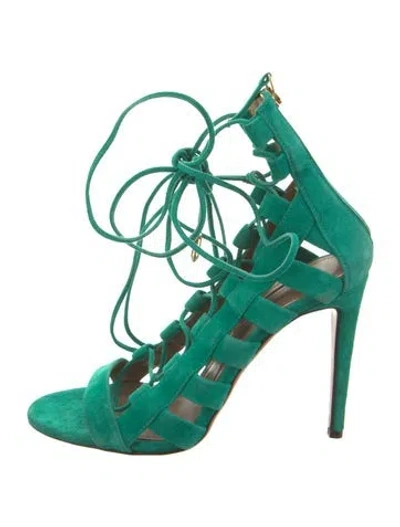 Pre-owned Aquazzura Suede Gladiator Sandals In Green