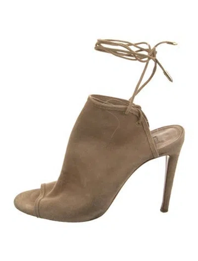 Pre-owned Aquazzura Suede Gladiator Sandals In Neutral