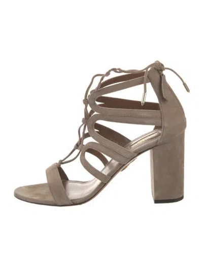 Pre-owned Aquazzura Suede Gladiator Sandals In Neutral