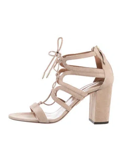 Pre-owned Aquazzura Suede Gladiator Sandals In Neutrals
