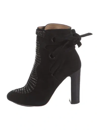 Pre-owned Aquazzura Suede Lace-up Boots In Black