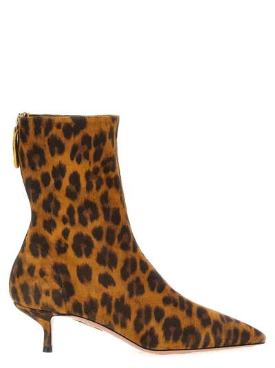 Aquazzura Leopard Print Suede Heel Boot In Multi