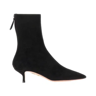 Aquazzura Montmartre 50 Suede Ankle Boots In Black