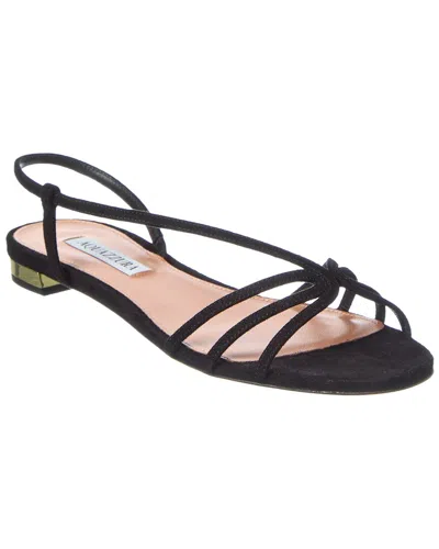 Aquazzura Suede Leather Sandal In Black