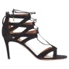 Aquazzura Suede Leather Strappy Open Toe Sandals In Black