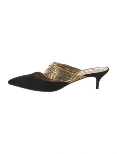 Pre-owned Aquazzura Suede Mules In Black