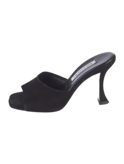Pre-owned Aquazzura Suede Mules In Black