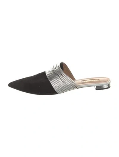 Pre-owned Aquazzura Suede Mules In Black