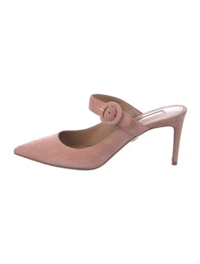 Pre-owned Aquazzura Suede Mules In Pink