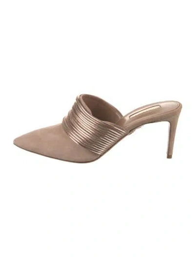 Pre-owned Aquazzura Suede Mules In Pink