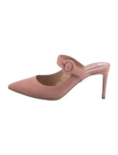 Pre-owned Aquazzura Suede Mules In Pink
