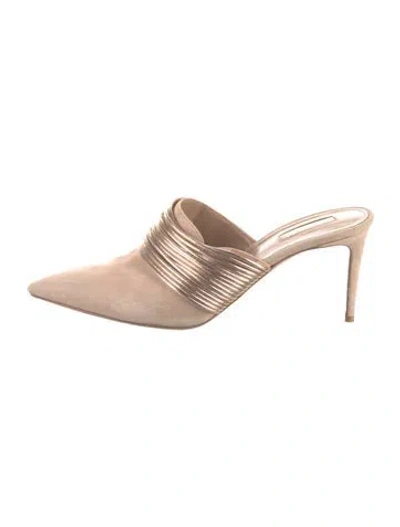 Pre-owned Aquazzura Suede Mules In Pink
