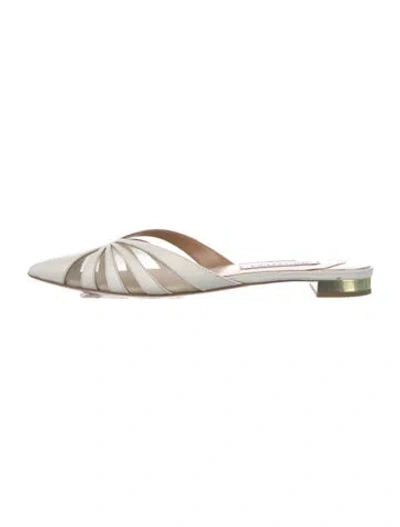 Pre-owned Aquazzura Suede Mules In Silver